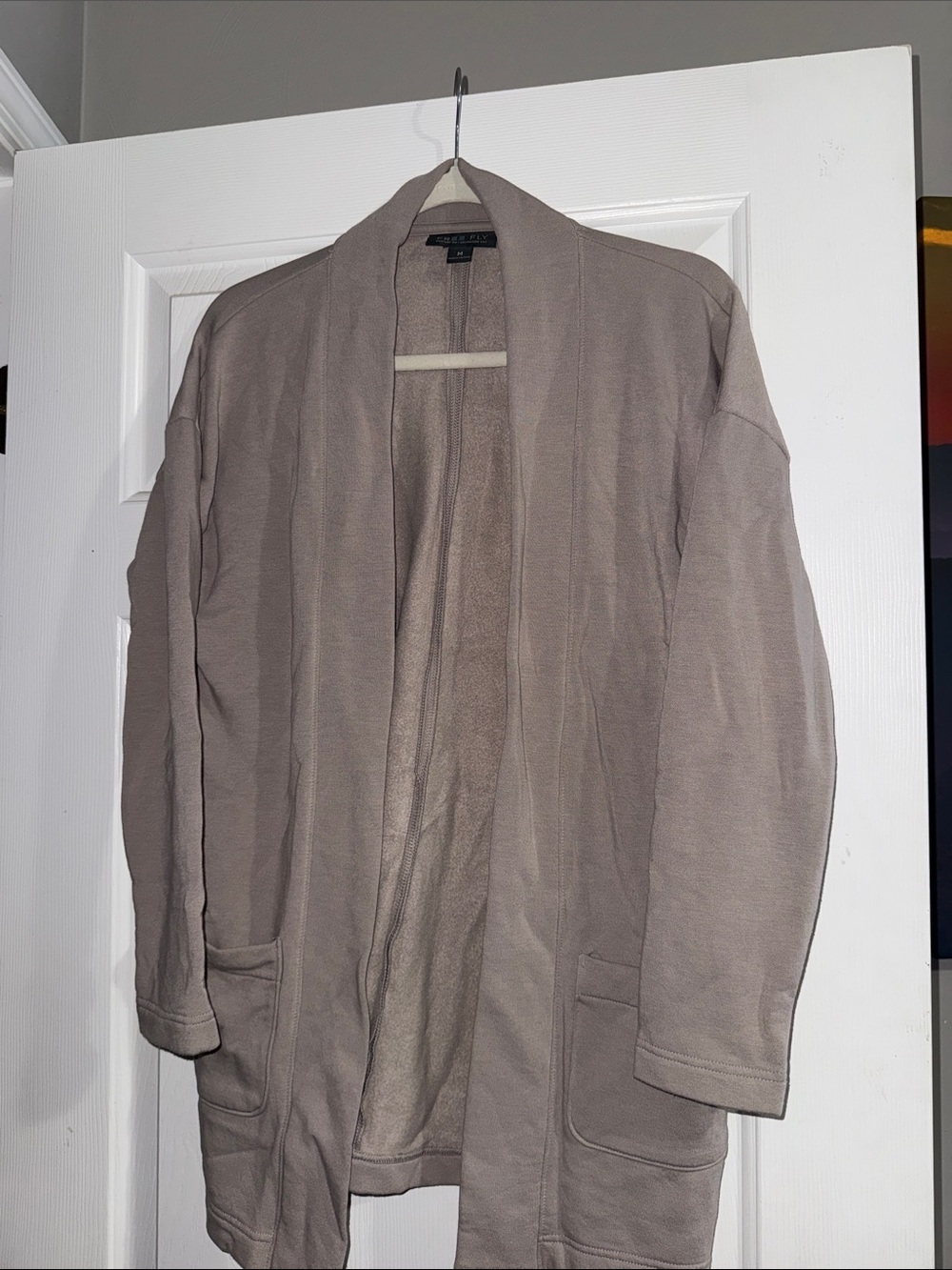 Free Fly Apparel Taupe Thermal Fleece Cardigan